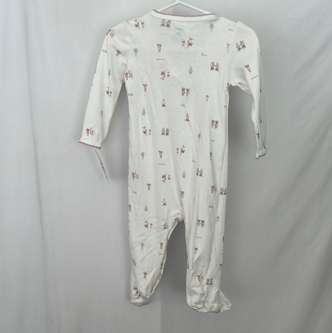 NWT -- CARTER'S White Animal Print Footed Sleeper One Piece -- 9m