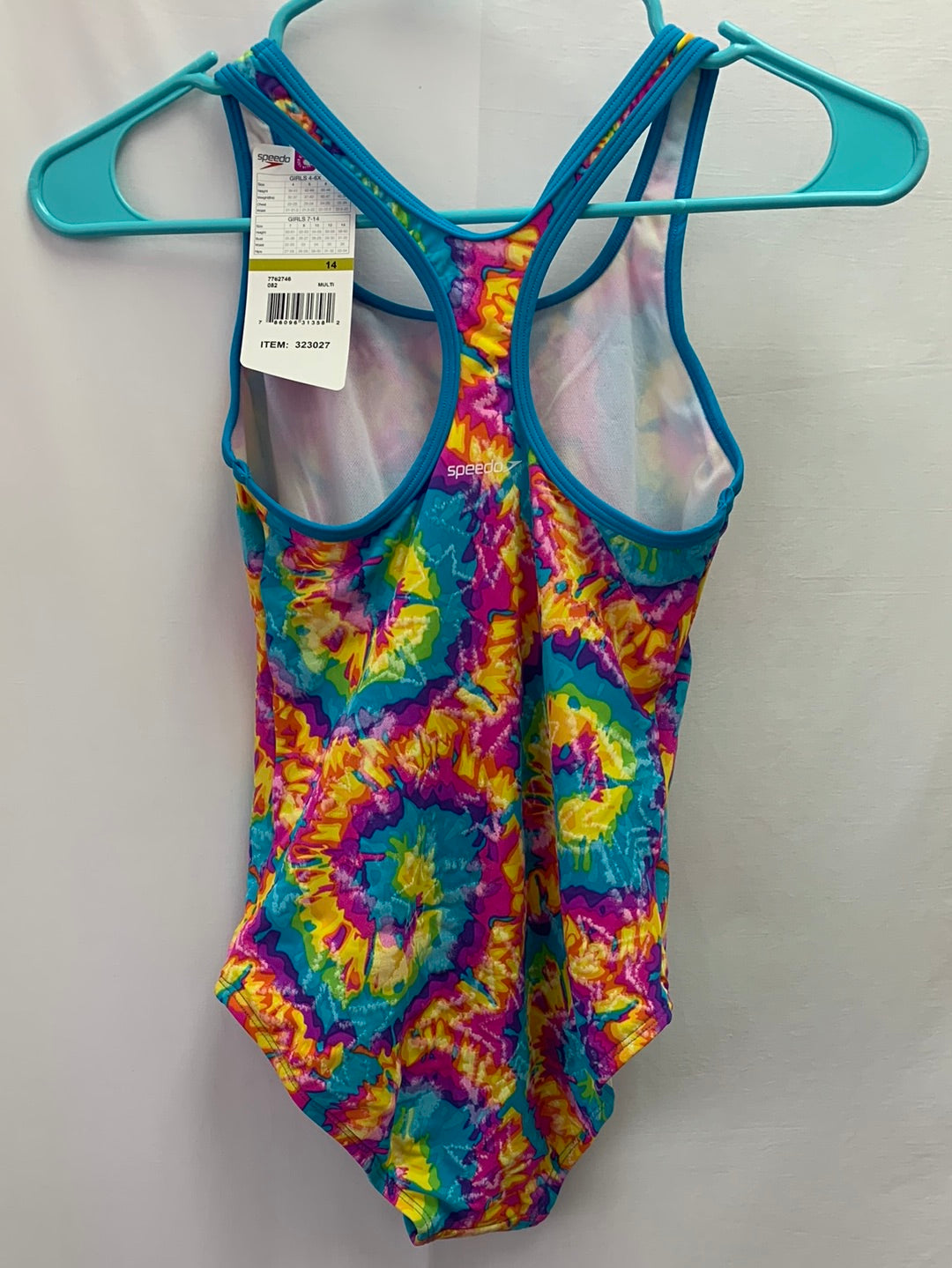 NWT - SPEEDO GIRLS tie dye print One Piece Swimsuit - 14