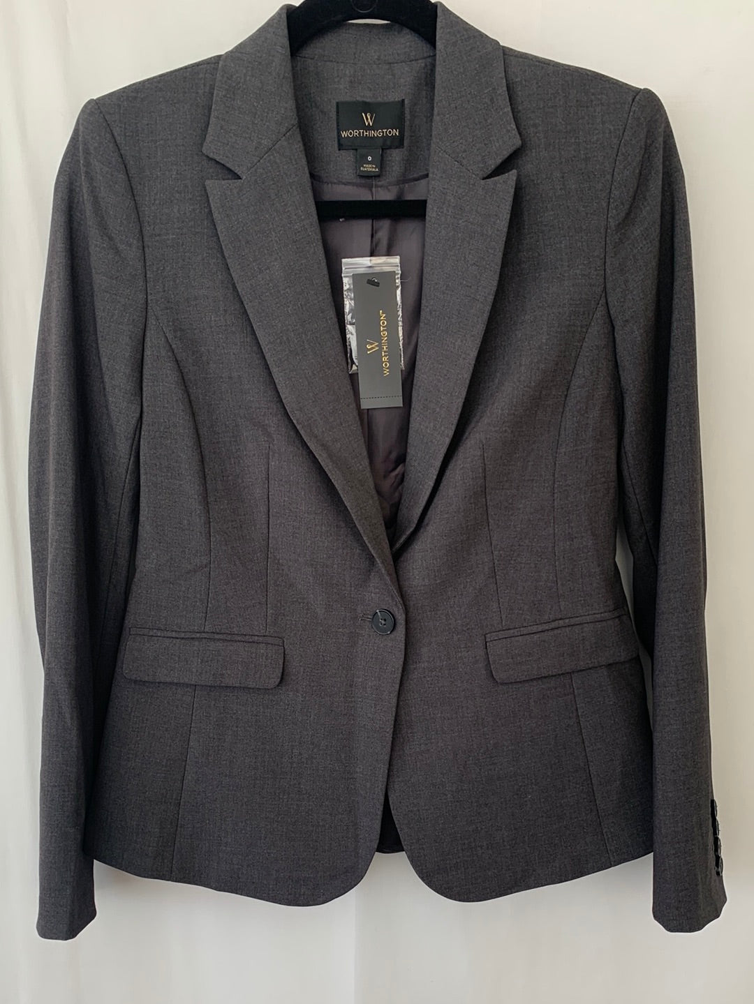 NWT - WORTHINGTON gray Single Button Basic Blazer - 0