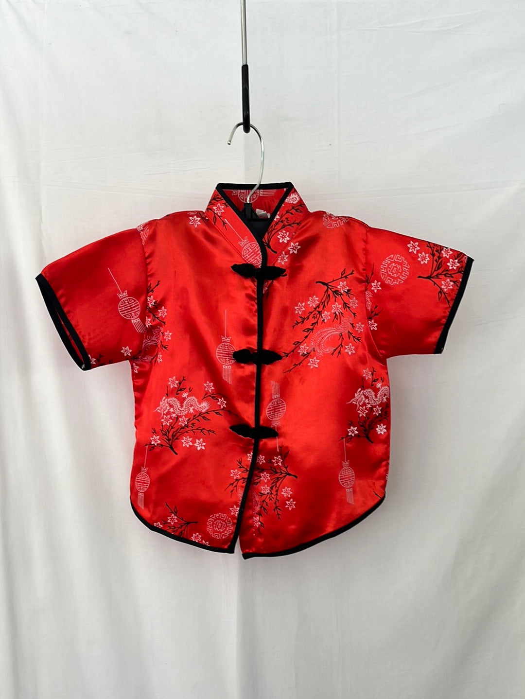 ROSE Boys Red Tang Suit/Tangzhuang with Floral and Medallion Print -- SS