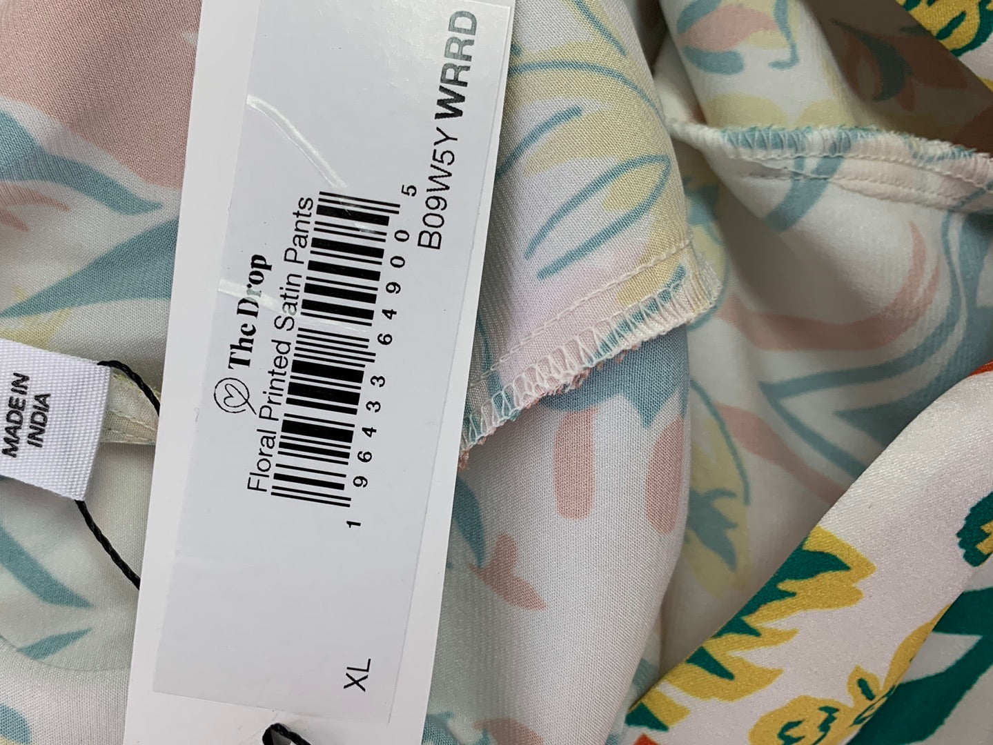 NWT - SRUTHI JAYADEVAN / THE DROP floral print Wide Leg Satin Pants - XL