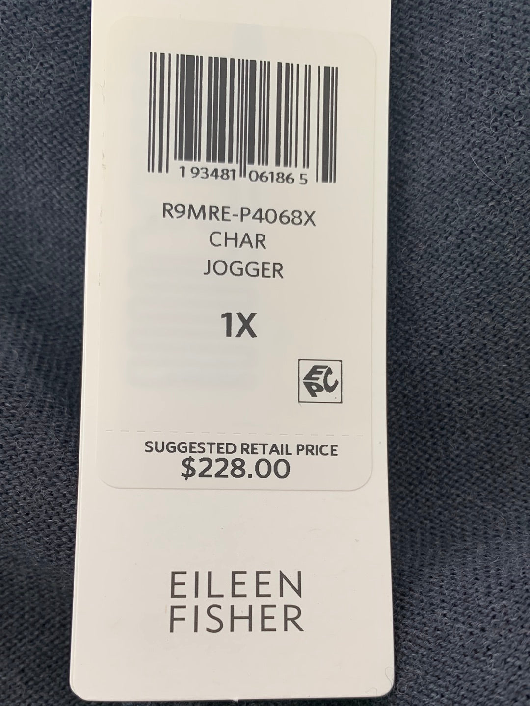 NWT - EILEEN FISHER charcoal gray Merino Wool Pull On Knit Jogger Pants - 1X