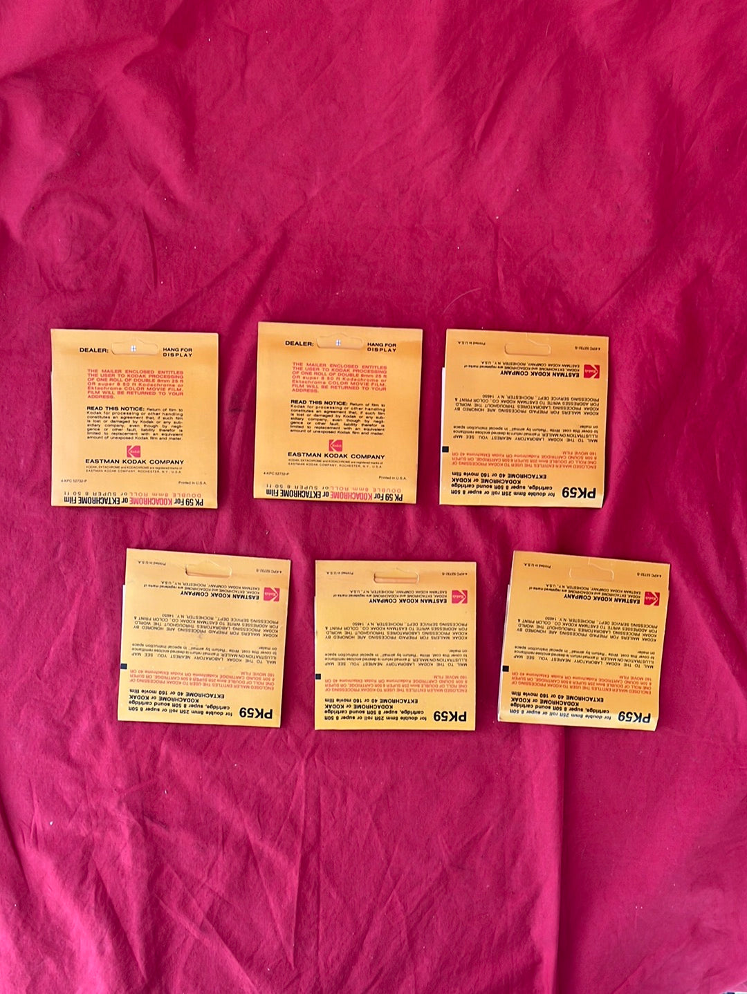 VTG -- KODAK Processing Mailers for Color Movies from early 80s -- Set of 6