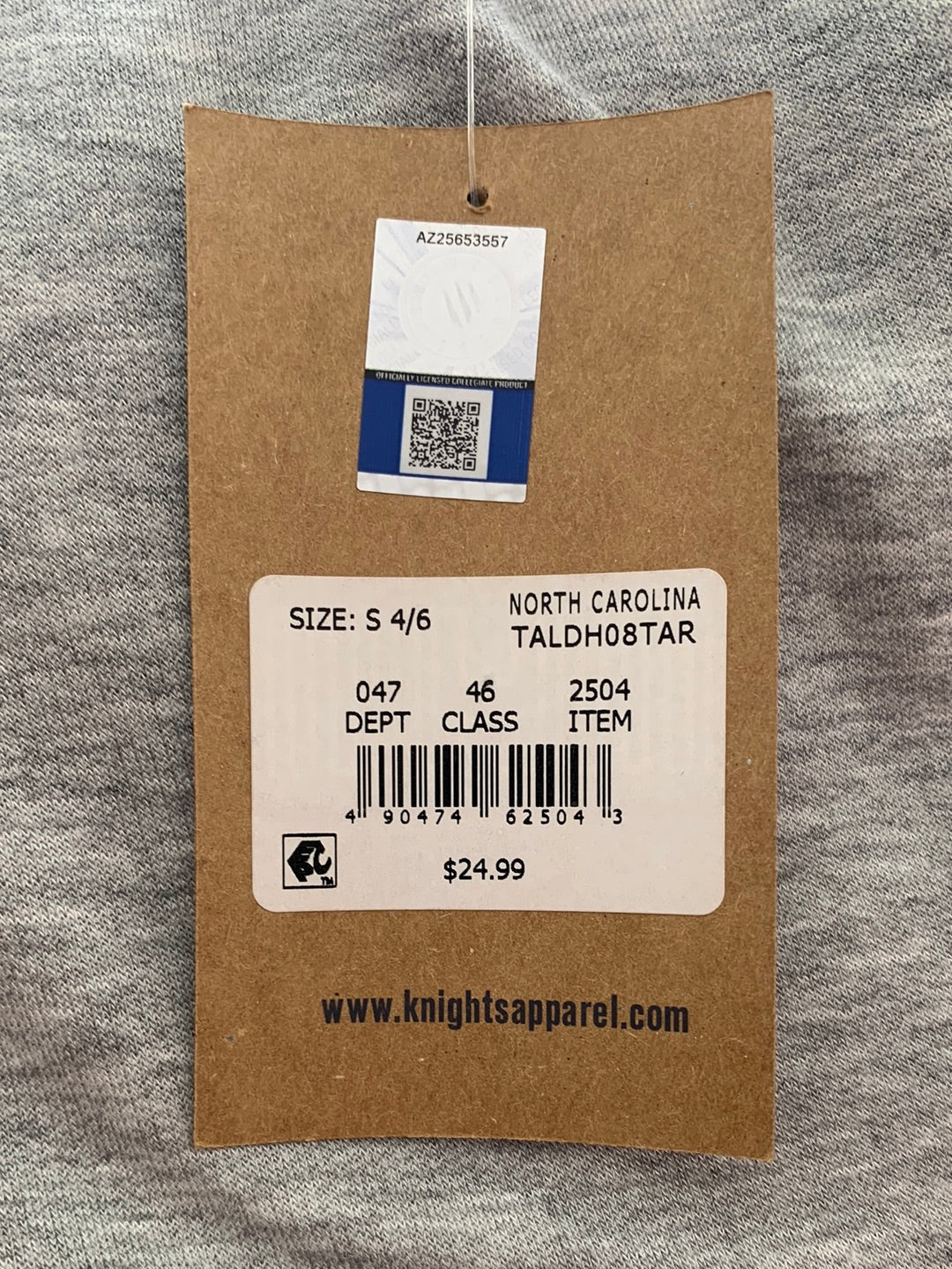 NWT - RIVALRY THREADS grey UNC Short Sleeve Nightgown Nightshirt Pajamas - Size S (4/6)