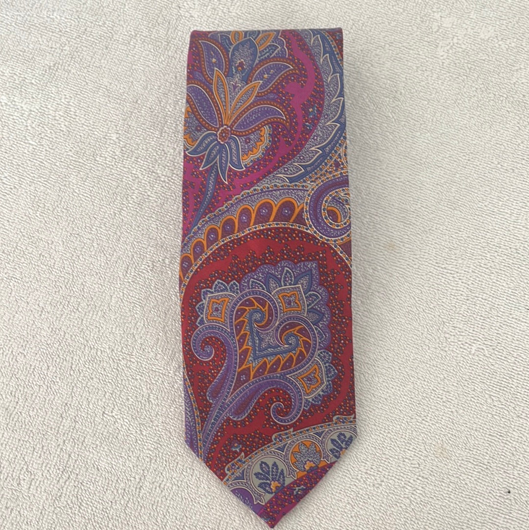 Robert Talbott Best of Class Red, Blue and Pink Paisley Silk Tie