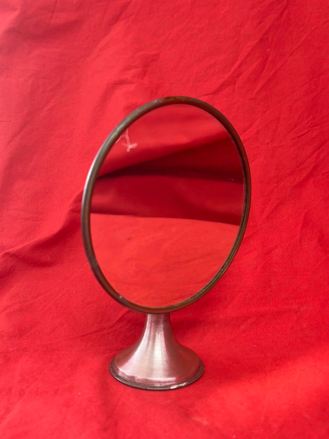 ANTIQUE -- Purple Vanity Mirror with Three Dancing Nymphs and Reclining Cupid