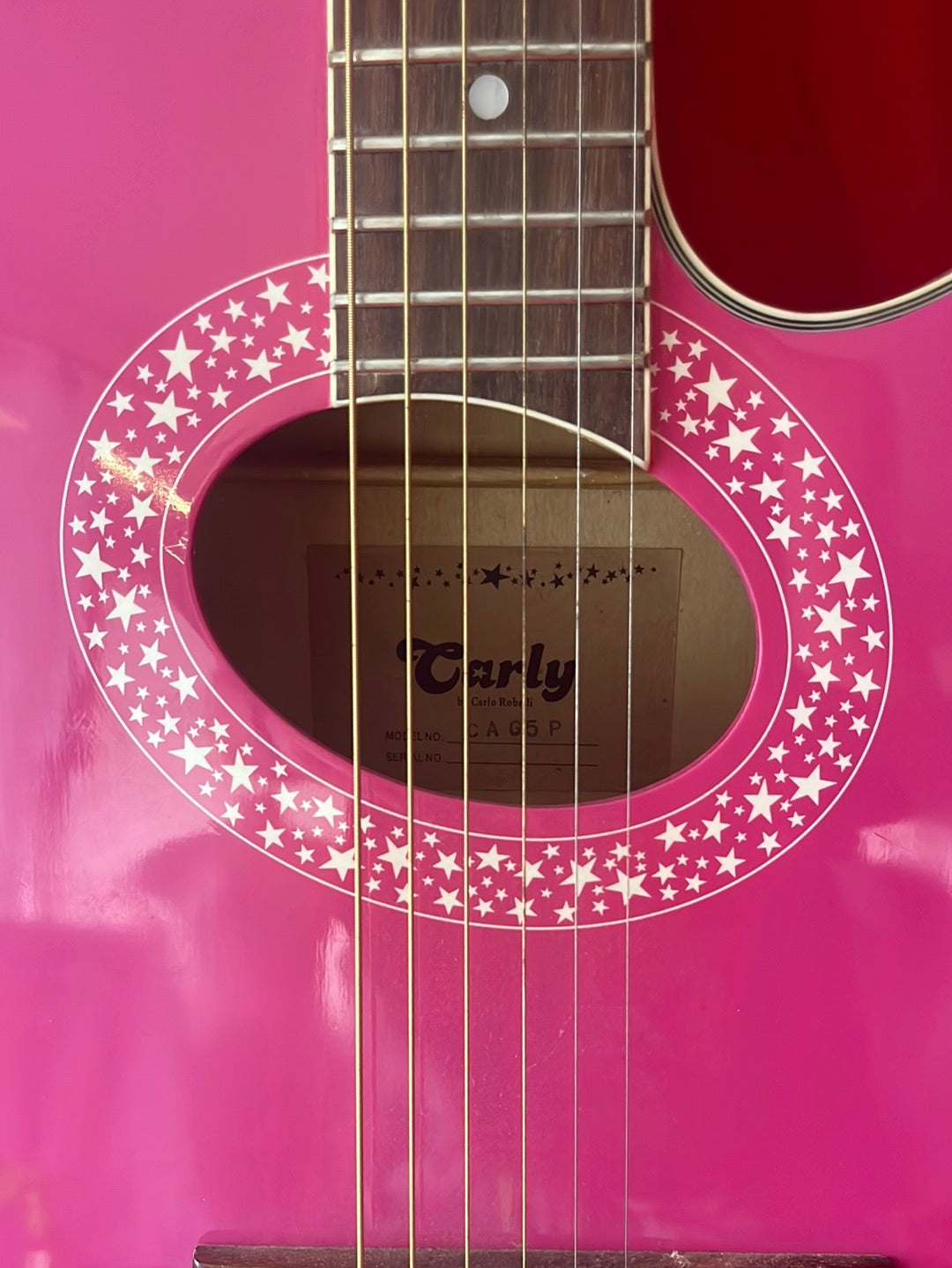 CARLO ROBELLI "Carly" Pink Youth Guitar with Matching Strap and Blue Gig Bag
