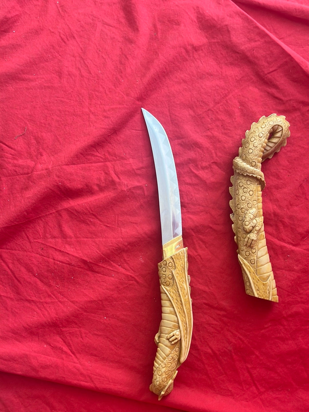 Dragon Dagger with Carved Resin Handle and Sheath