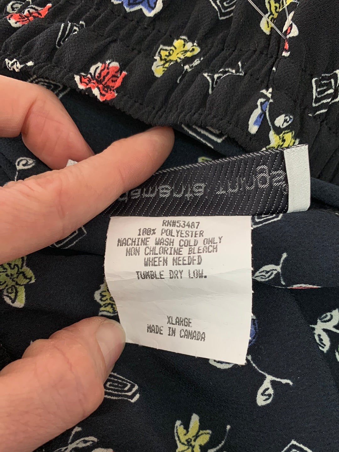 Vintage NWT - FUNDAMENTAL THINGS black flower print Pull On Pants - XL