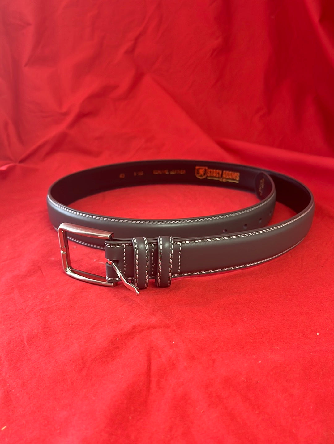 STACY ADAMS Blue-Gray Leather Belt -- Size 40