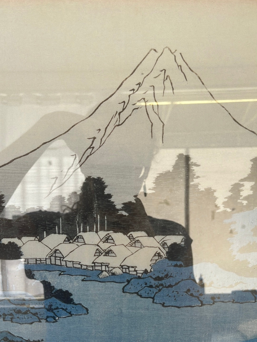 VTG -- FRAMED PRINT -- Hokusai 'Mt. Fuji Reflected in Lake Misaica,' from 36 Views of Mt Fuji Series