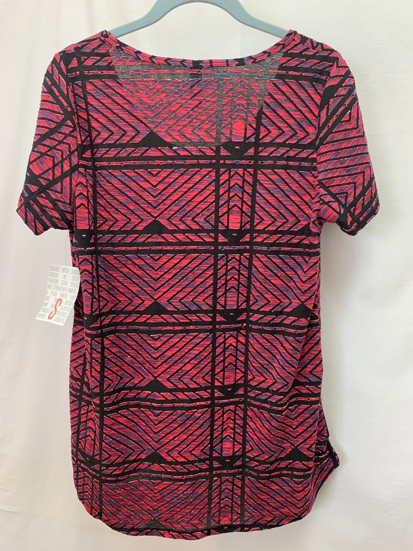 NWT - LULAROE pink blue print Textured Short Sleeve Classic T Shirt - S
