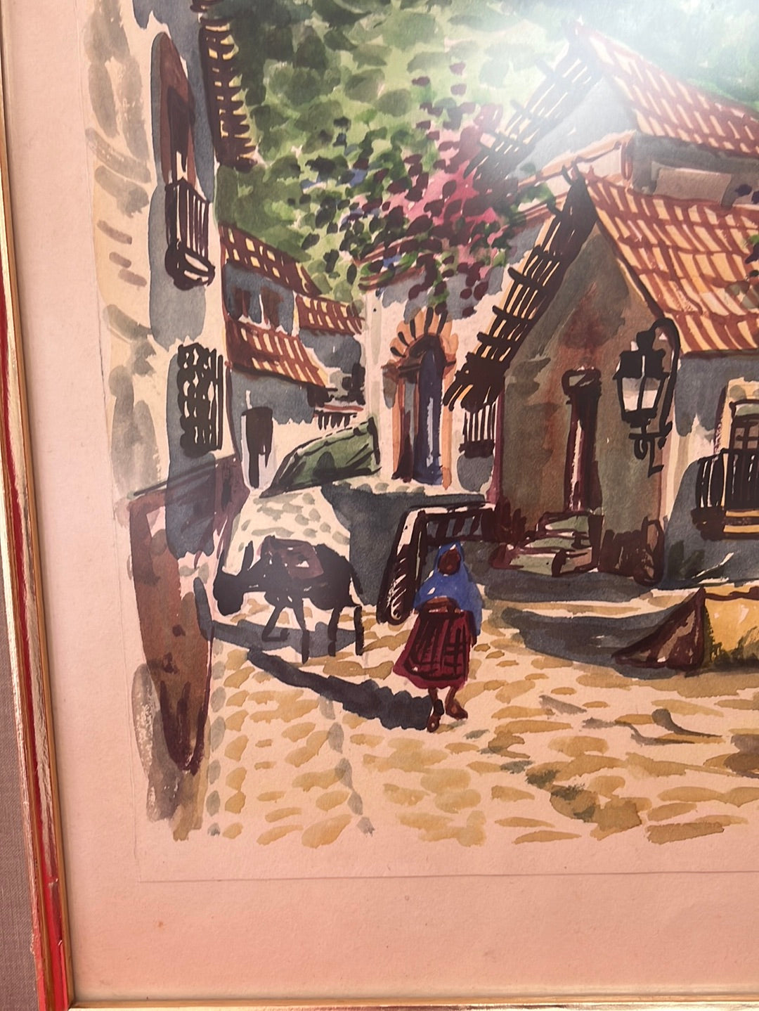 SIGNED AND FRAMED -- Calon, Original Watercolor of Central American Pueblo