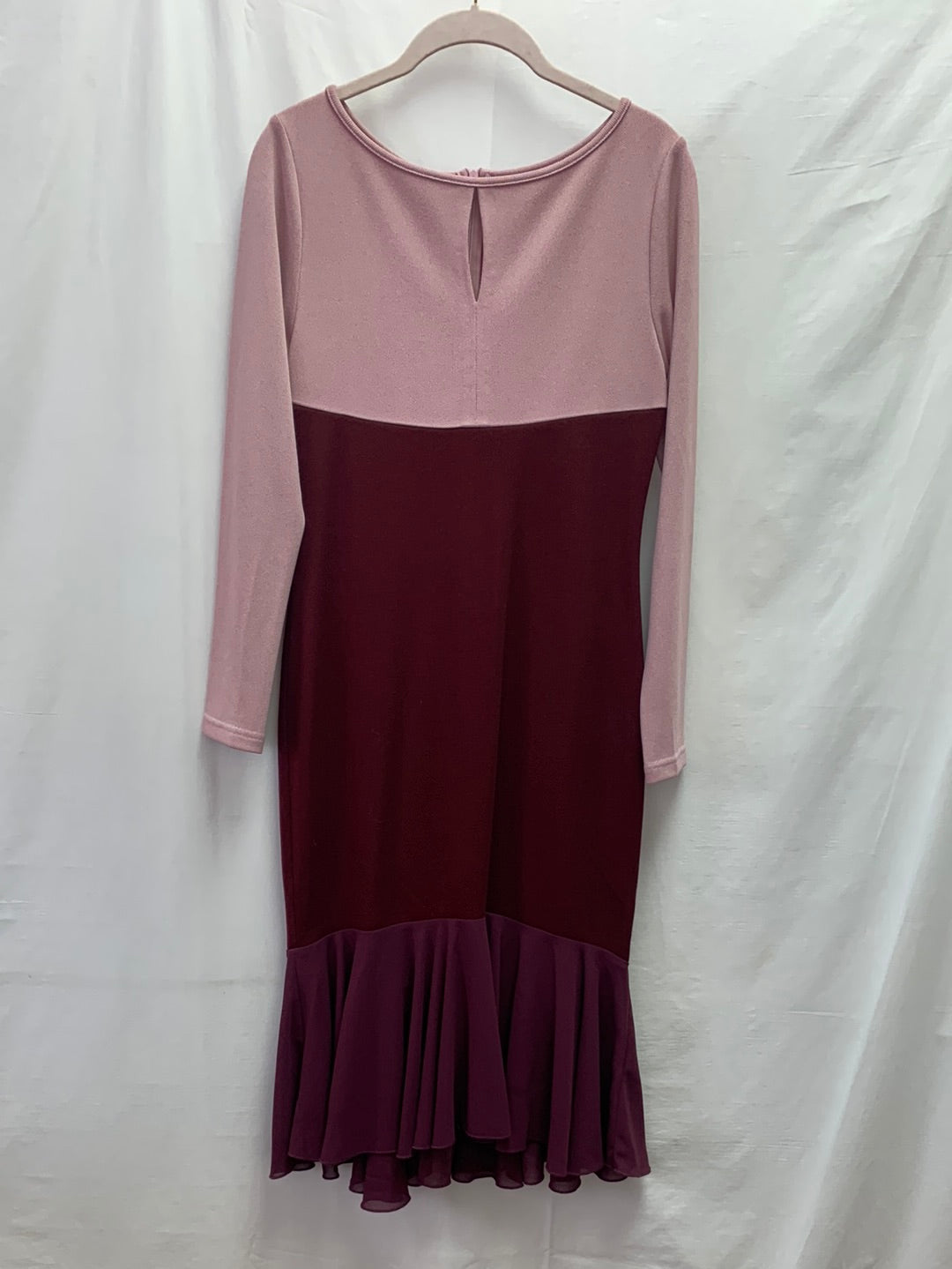 NWT - STYLEWE FANTASYOU mauve burgundy Long Sleeve Midi Dress - XL
