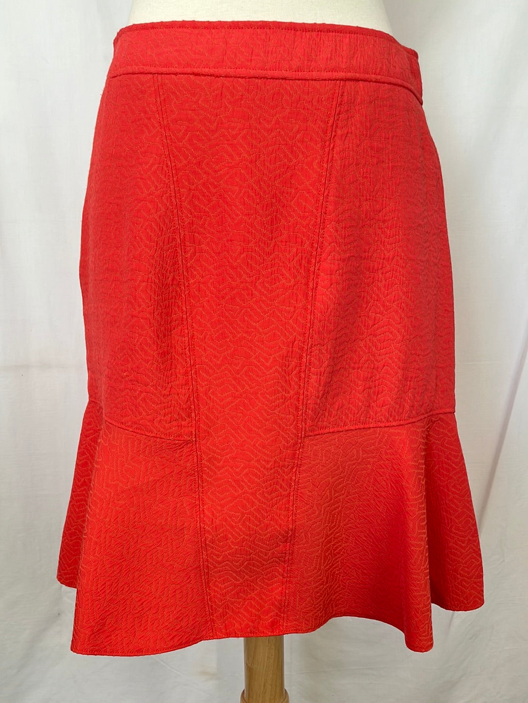 Barami Salmon Flared Midi Skirt w/ Subtle Geometric Stitching -- 4