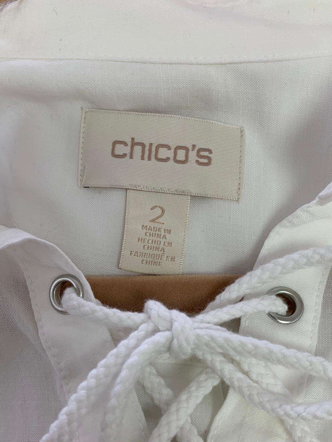 NWT - CHICO'S eggshell white Lyocell Lace Up Tunic Top - 2 | 12/14 L