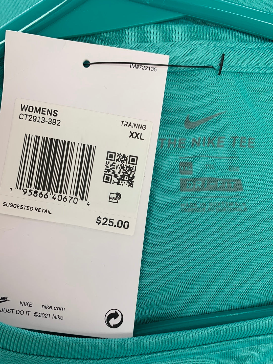 NWT - NIKE turquoise The Nike Tee Dri-Fit Sleeveless Tank Top - XXL