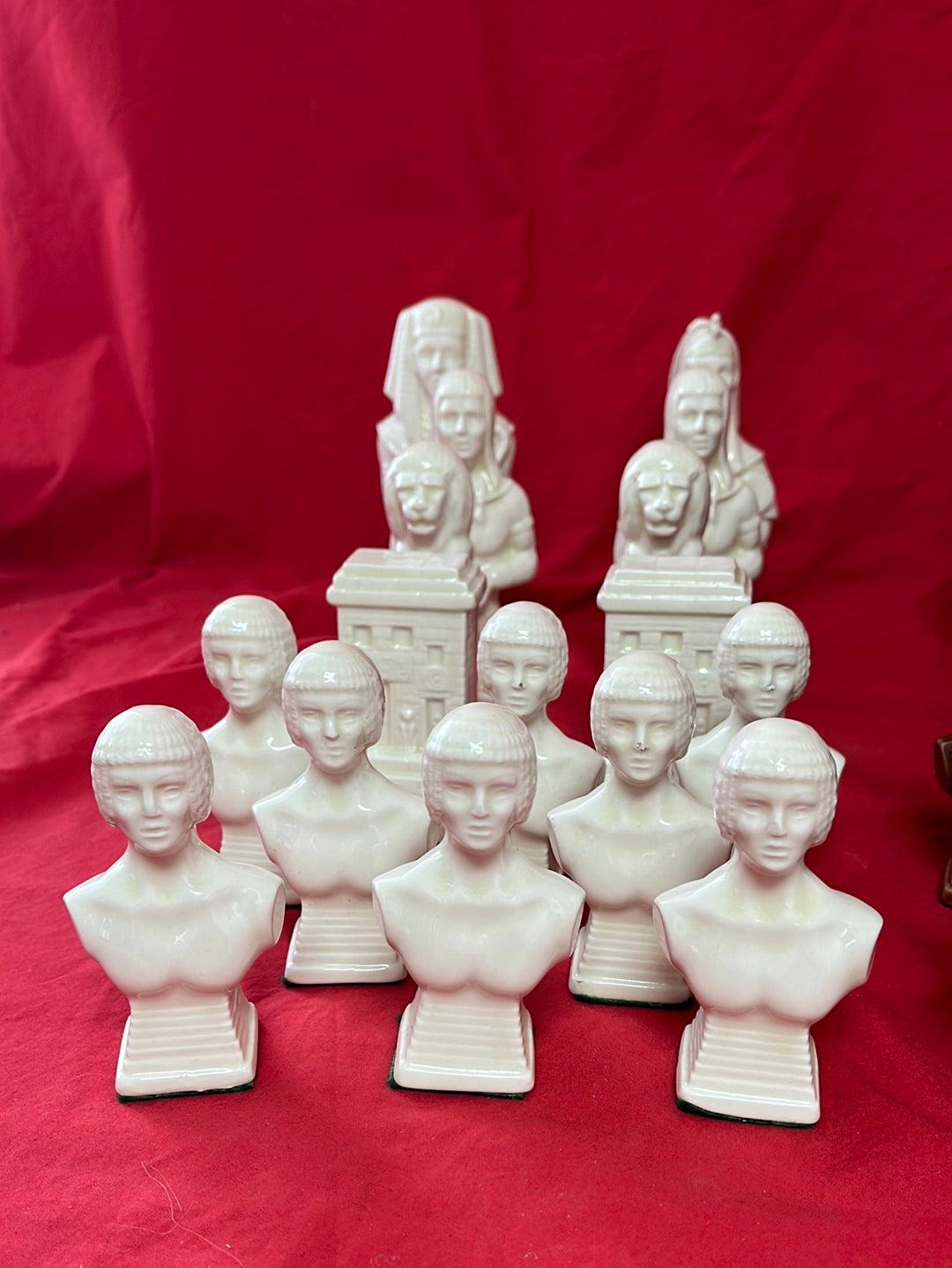 Unbranded/Unmarked Ancient Egyptian Themed Chess Pieces with Wicker Carrying Case