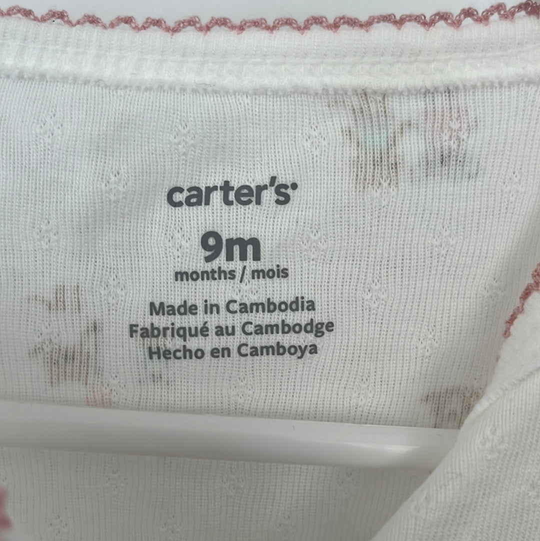 NWT -- CARTER'S White Animal Print Footed Sleeper One Piece -- 9m