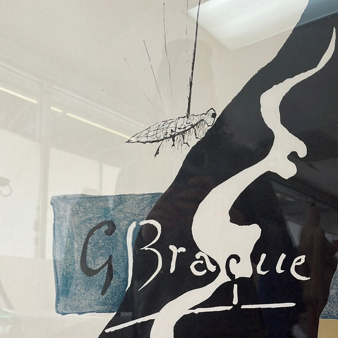 VTG -- Framed Reproduction of Poster for Georges Braque's 1953 Paris Exhibition