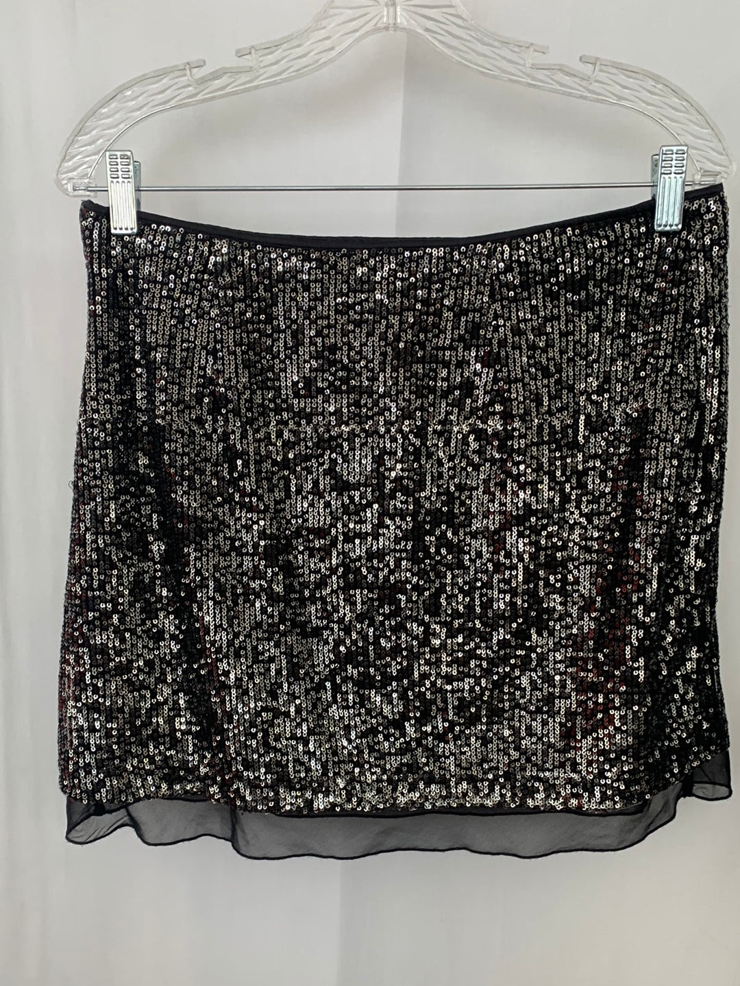 JENNIFER LOPEZ black silver Sequin Mini Skirt - 8