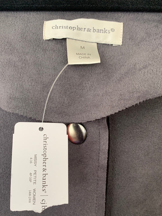 NWT - CHRISTOPHER & BANK gray Faux Suede Collarless Jacket - M