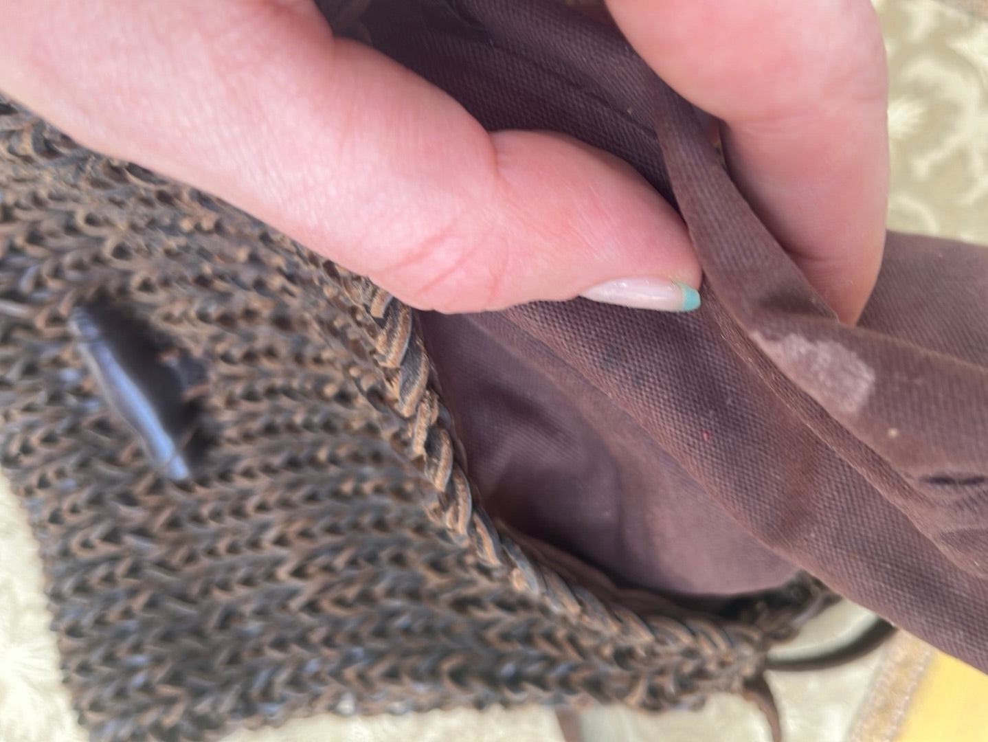 ENZO ANGOLINI -- Brown Woven Leather Crossbody Satchel Purse