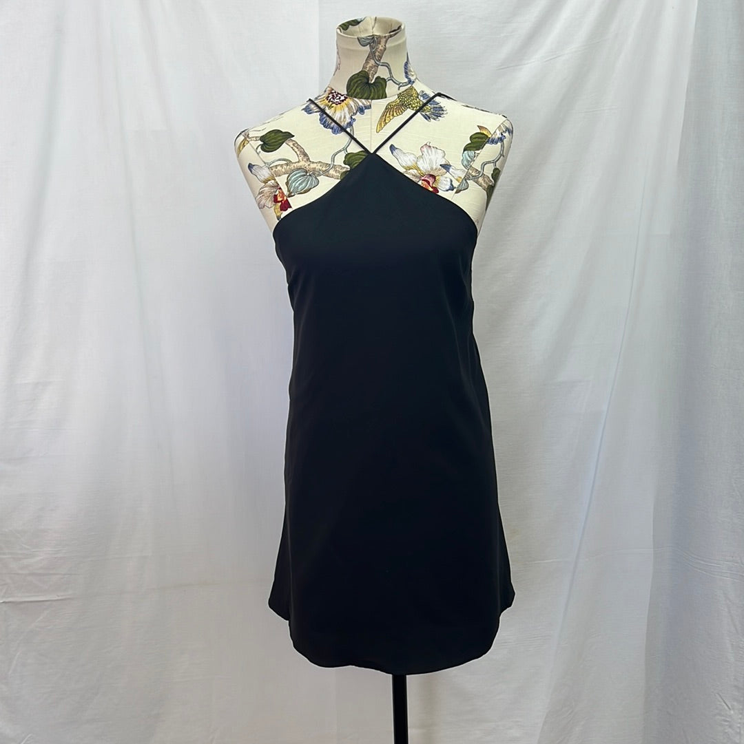 NWT -- E.SSue black Halter-Neck Mini Dress -- S