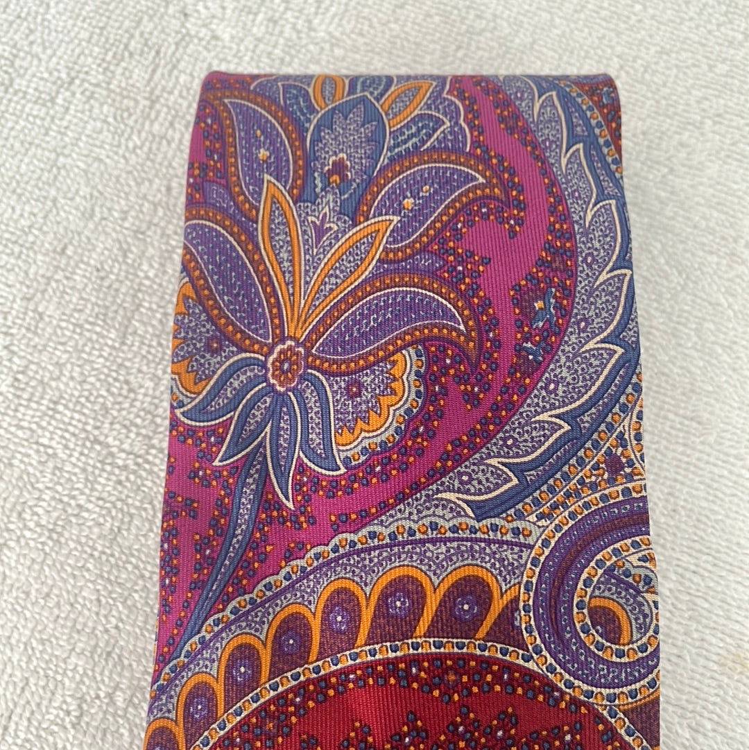 Robert Talbott Best of Class Red, Blue and Pink Paisley Silk Tie