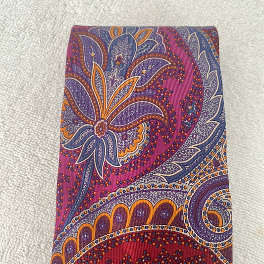 Robert Talbott Best of Class Red, Blue and Pink Paisley Silk Tie