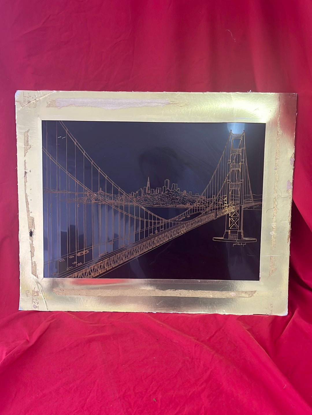 VTG -- Paul van de Pol Hand-Rubbed Brass Etching of the Golden Gate Bridge