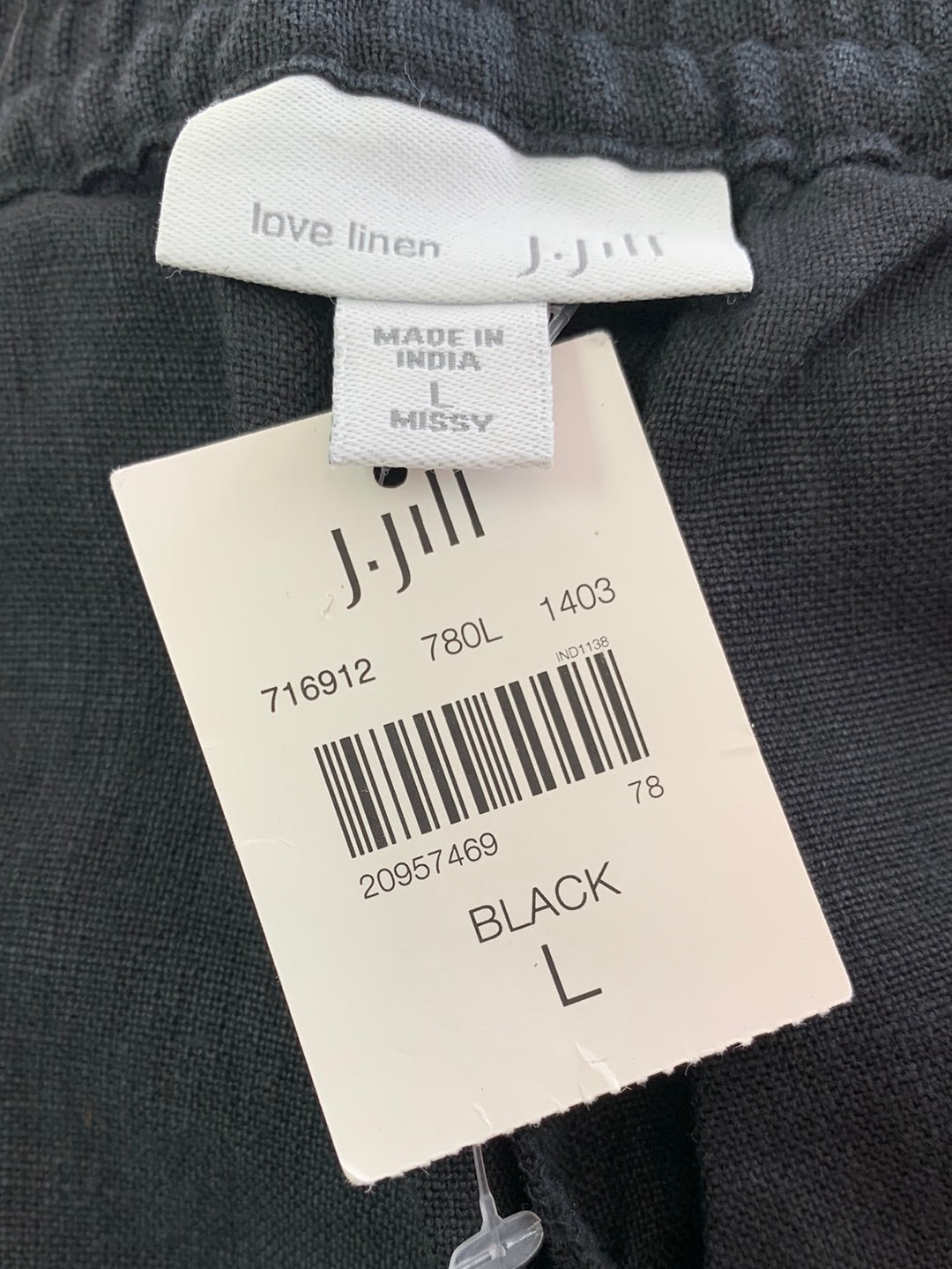 NWT - J. JILL Love Linen black Pull On Elastic Waist Pants - Large Missy