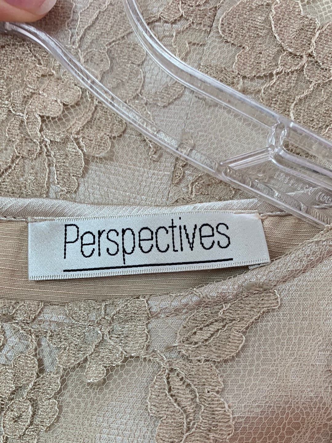 Vintage PERSPECTIVES champagne beige Lace Top Skirt Set - F 38 | US 2