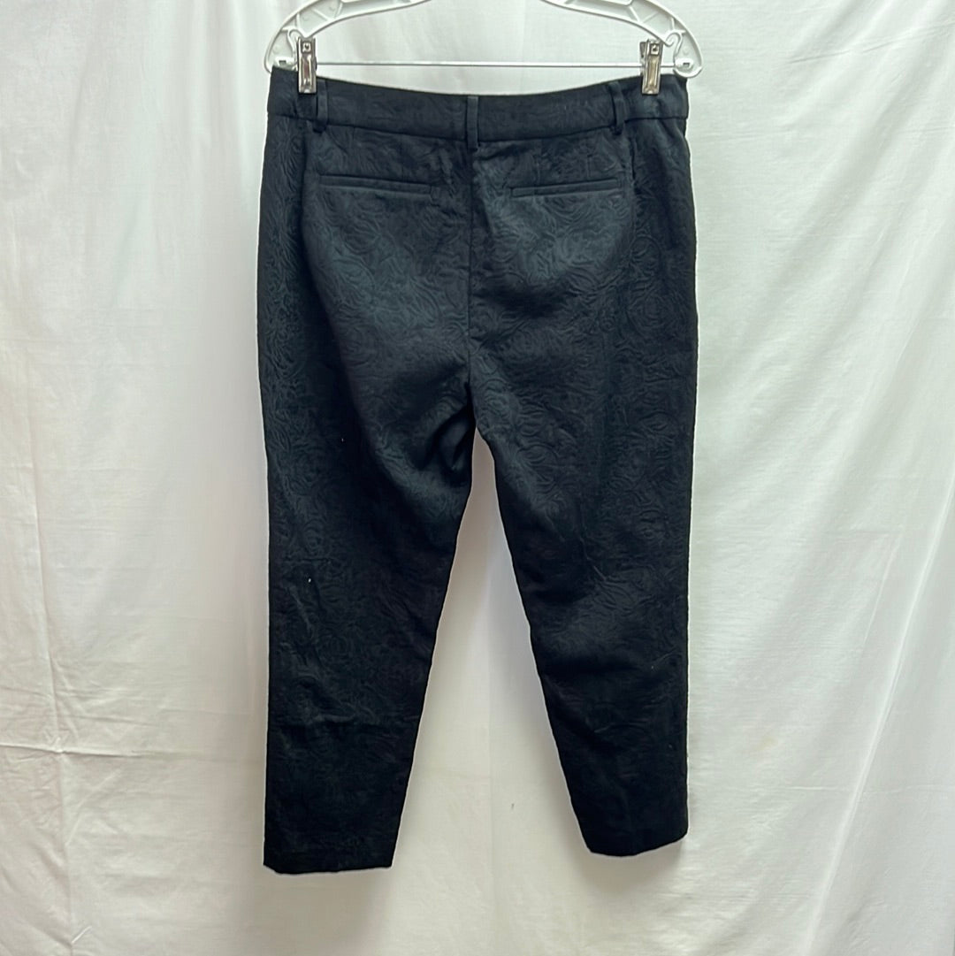 NWT -- RSVP by Talbots Black on Black Floral Embossed Ankle Pants -- Size 10P