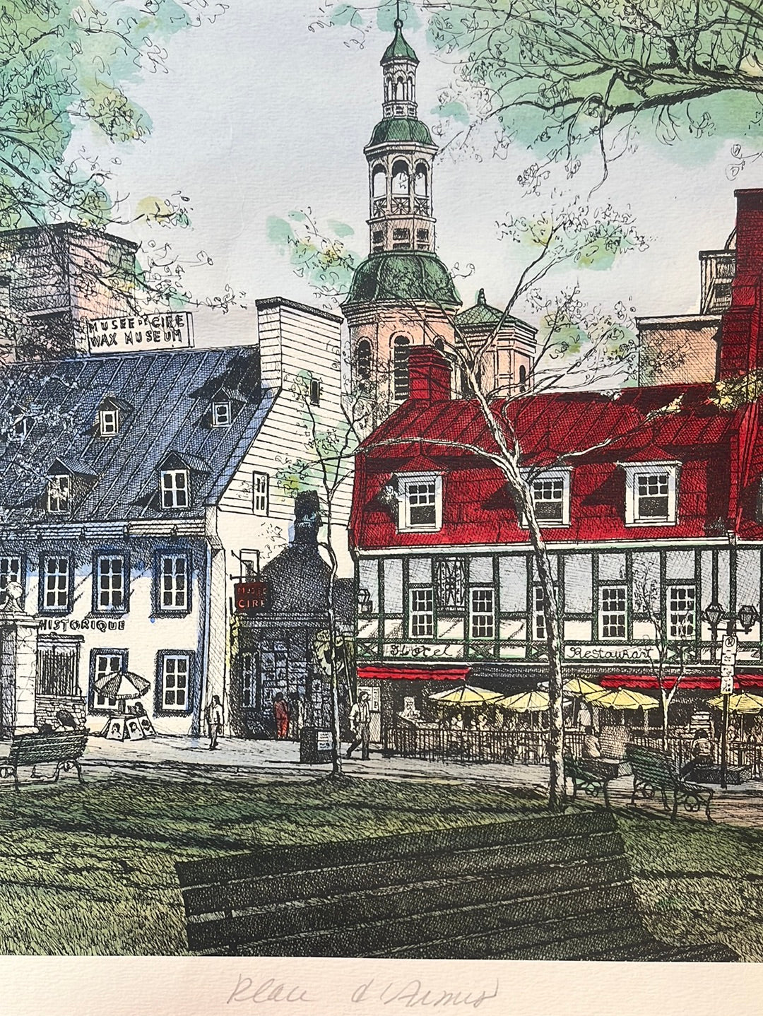 SIGNED ORIGINAL ART -- Cityscapes in Montreal in Watercolor/Pen