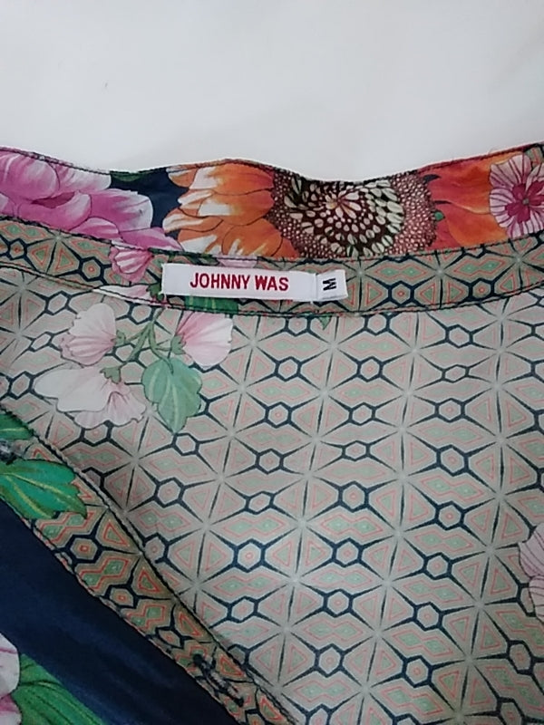 JOHNNY WAS Floral Silk Jenna Long Sleeve Oversized Button Down Blouse - M