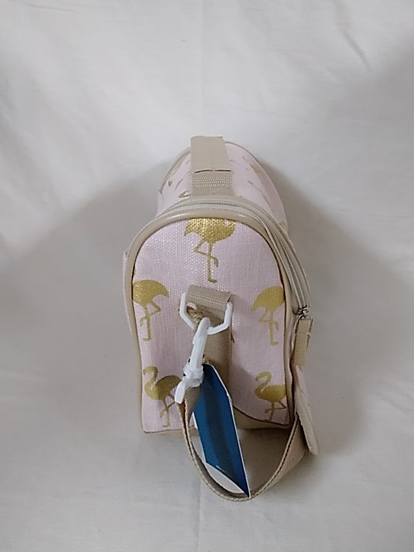 NWT- NATURAL ELEMENTS Pink and Gold Flamingos Insulated Cooler Bag- Lunch Tote