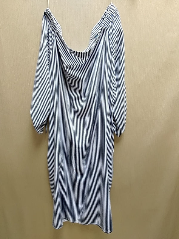 NWT- J.MCLAUGHLIN Women's BLUE WHITE Off Shoulder 3/4 Sleeve Knee Length Dress - Sz L