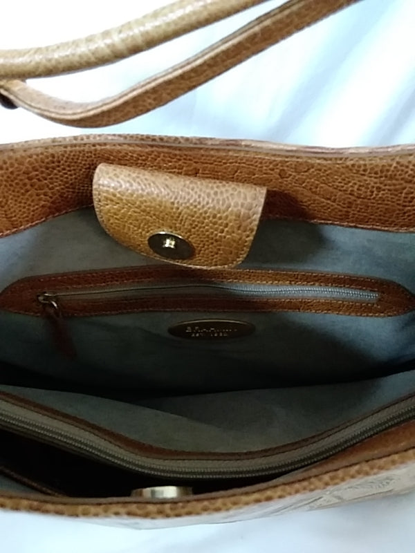 NWOT- BRAHMIN Copa Cabana Brown Leather Embossed Satchel Bag Purse