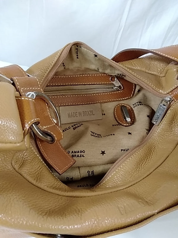 RARE - PAULO AMADO Brown Leather Shoulder Bag made in Brazil