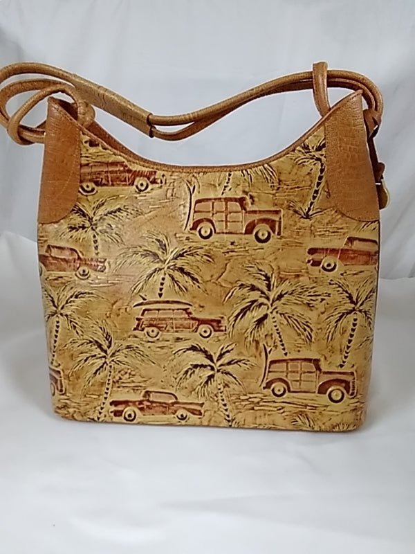 NWOT- BRAHMIN Copa Cabana Brown Leather Embossed Satchel Bag Purse