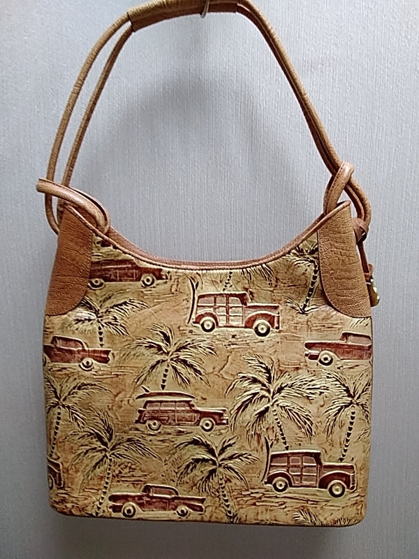NWOT- BRAHMIN Copa Cabana Brown Leather Embossed Satchel Bag Purse