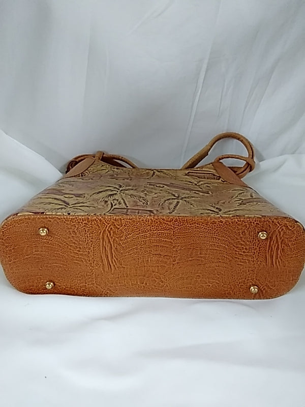 NWOT- BRAHMIN Copa Cabana Brown Leather Embossed Satchel Bag Purse