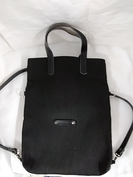 NWOT- MAISONMOW Black Backpack Shopper Bag - Leather, Nylon/ Canvas