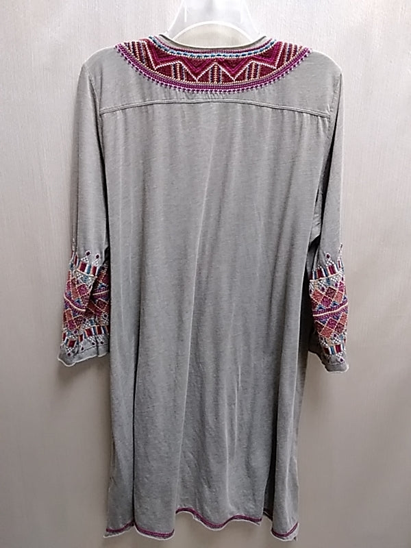 JOHNNY WAS 3/4 Sleeve Embroidered Tunic Dress - Size: XL