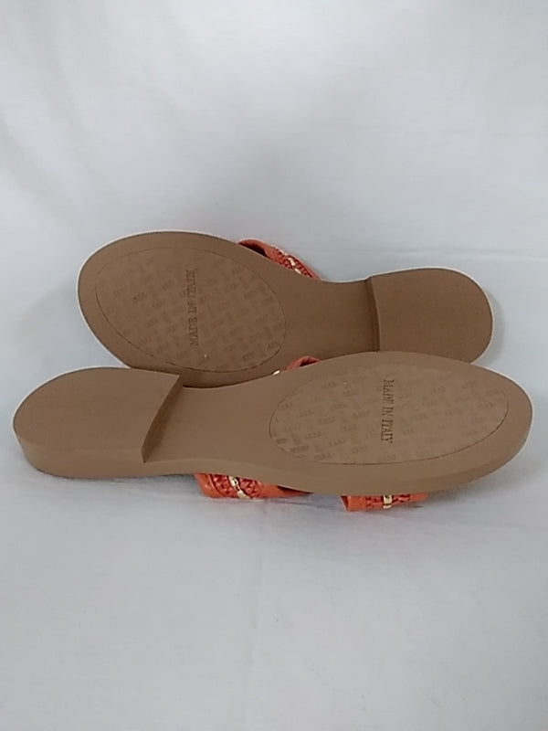 TOSCANELLA Women's Orange Leather Fashion Sandals - Size 10
