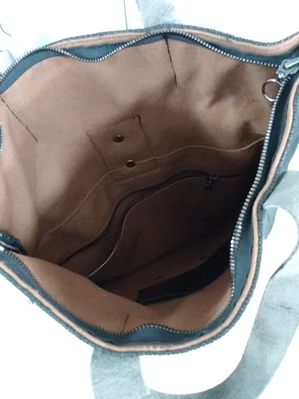 NWOT- MAISONMOW Black Backpack Shopper Bag - Leather, Nylon/ Canvas