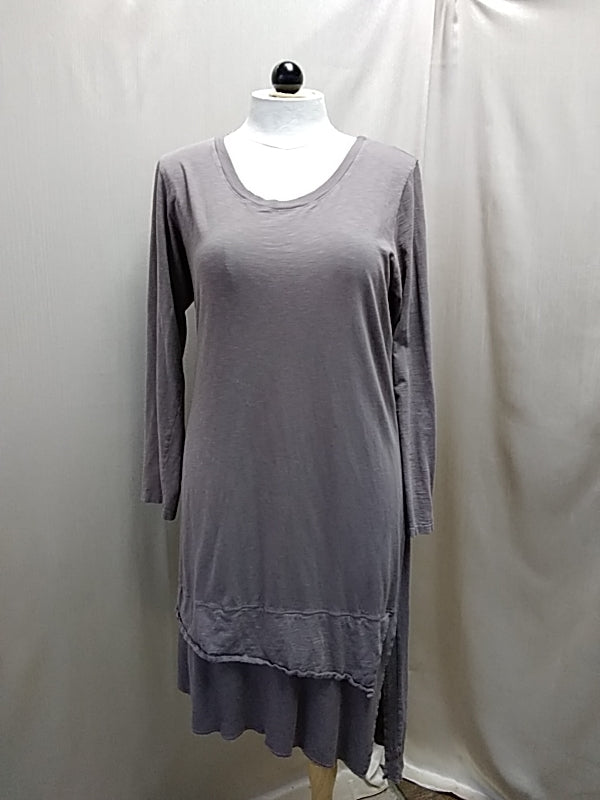 JOH Long Sleeve Scoop Neck Taupe Cotton Dress - Size: X-Large