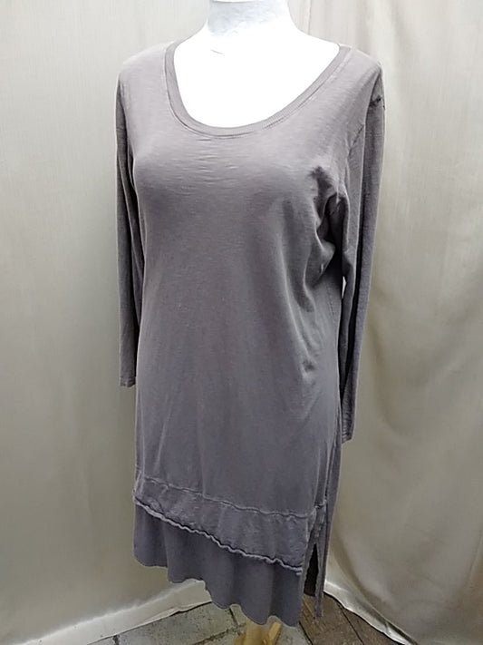 JOH Long Sleeve Scoop Neck Taupe Cotton Dress - Size: X-Large