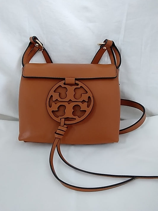 New TORY BURCH Miller Brown Crossbody Shoulder Bag Leather Camello